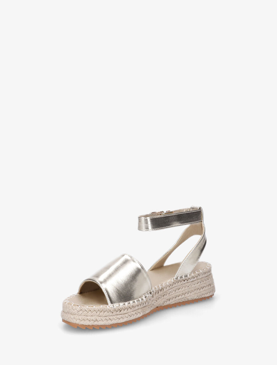 Sandales style espadrille à talon compensé - Or - 3
