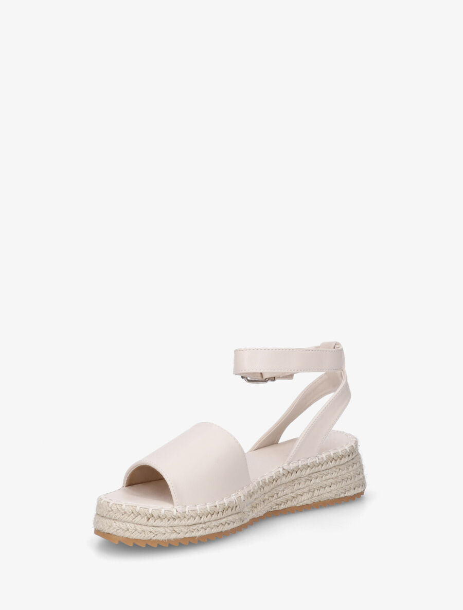 Sandales style espadrille à talon compensé - Beige - 3