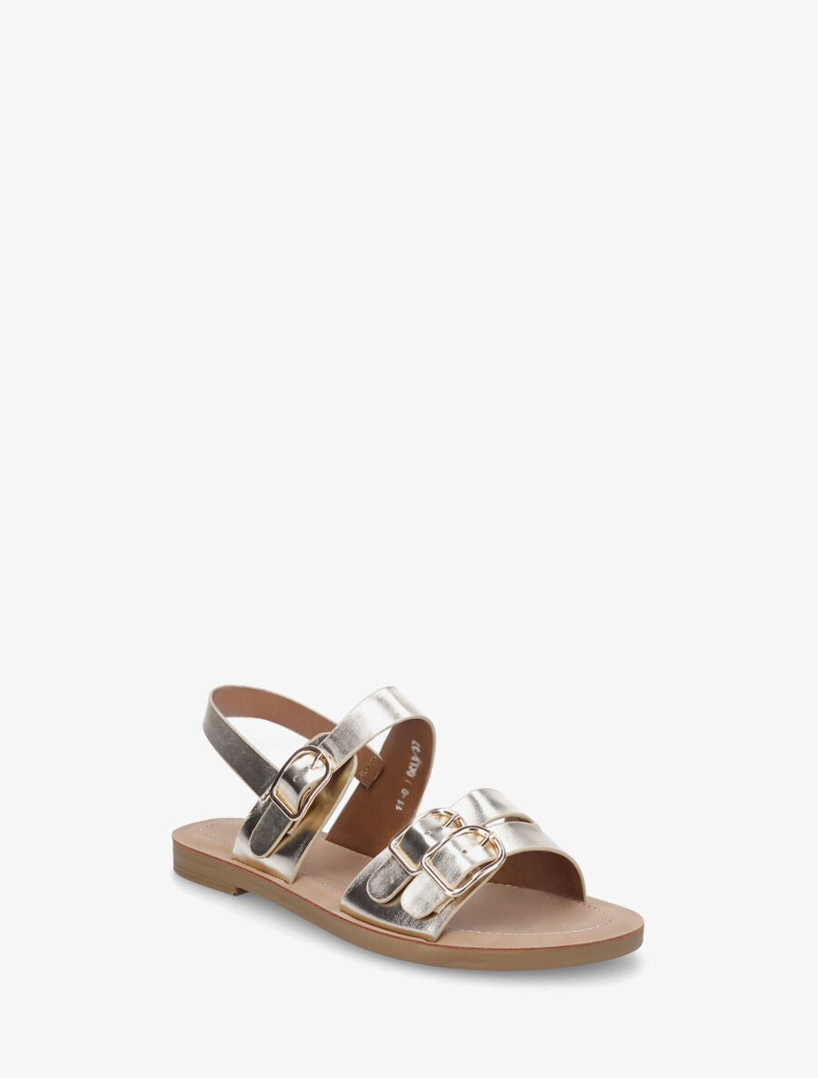 Nu-pieds en simili à boucle métallique - Or - 2