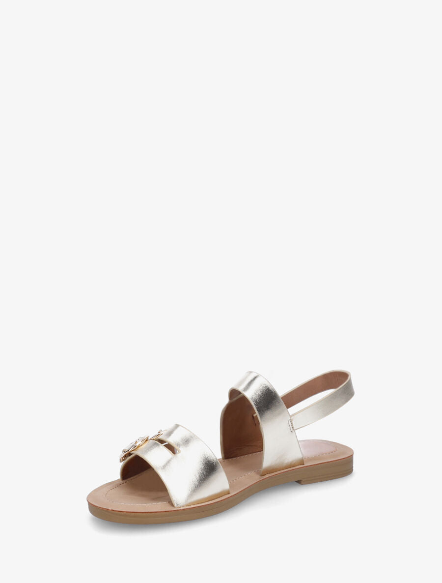 Nu-pieds en simili à boucle métallique - Or - 3