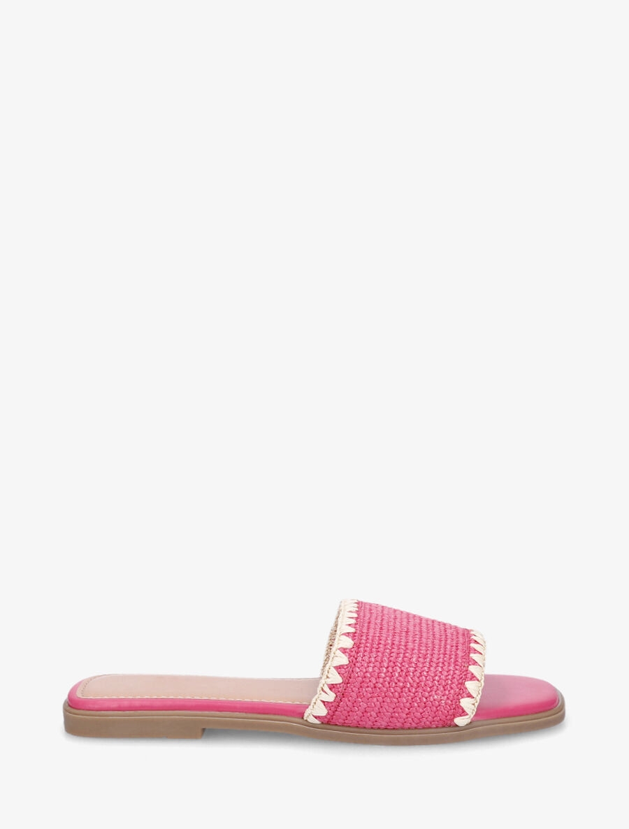 Claquettes effet raphia - Fuchsia - 1
