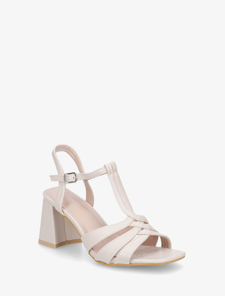 Sandales torsadées à talon carré - Beige - 2