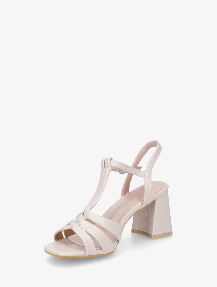 Sandales torsadées à talon carré - Beige - 3