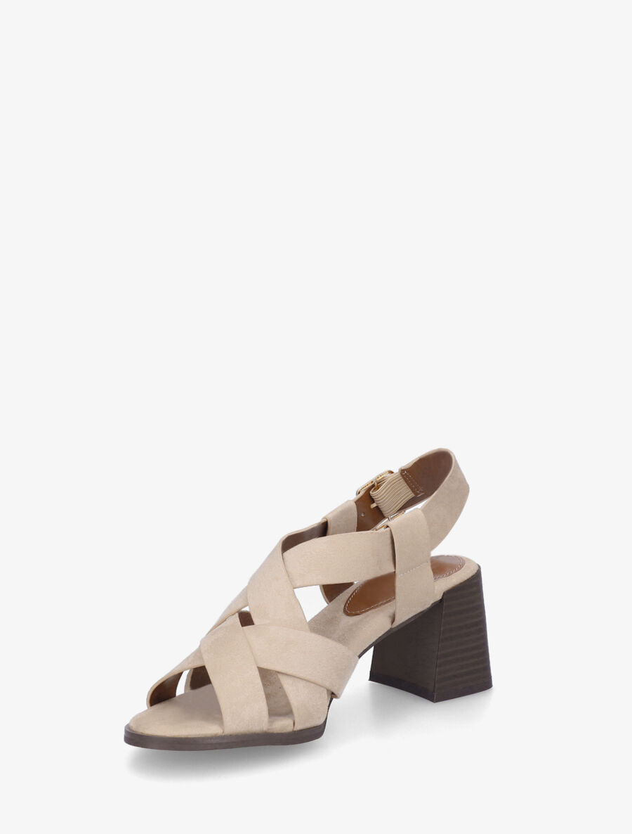 Sandales croisées en suédine - Beige - 3