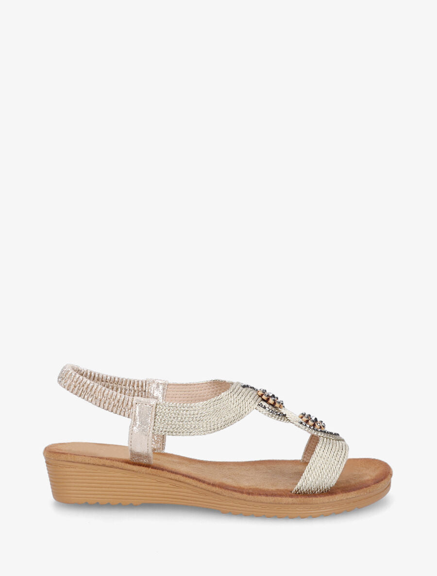 Nu-pieds style corde à strass - Or - 1