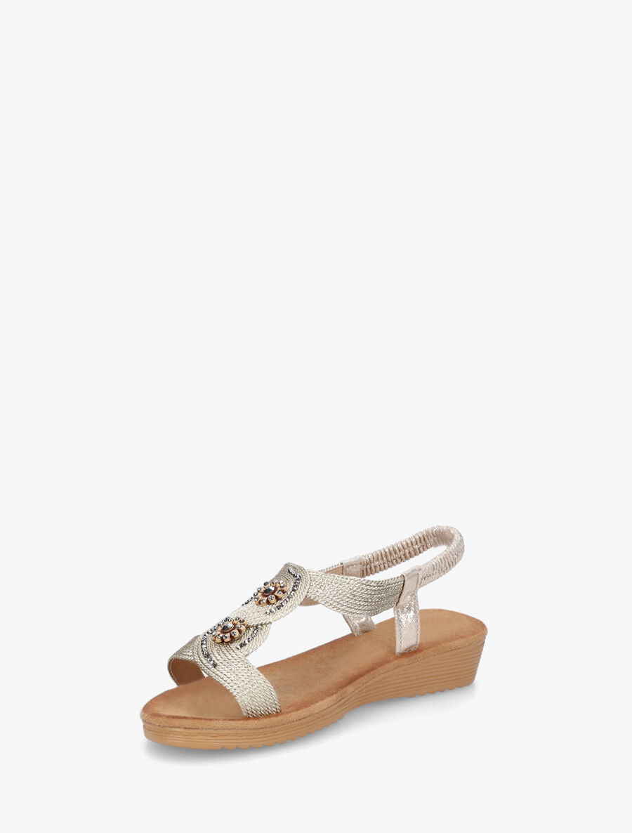 Nu-pieds style corde à strass - Or - 3