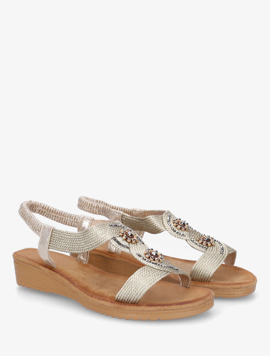 Nu-pieds style corde à strass - Or - 4