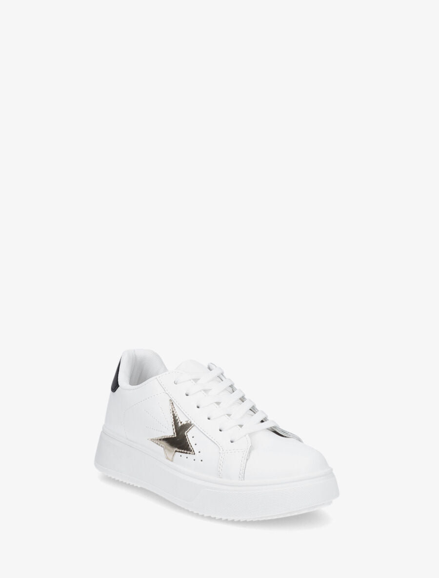 Baskets en simili empiècement fantaisie - Noir/blanc - 2