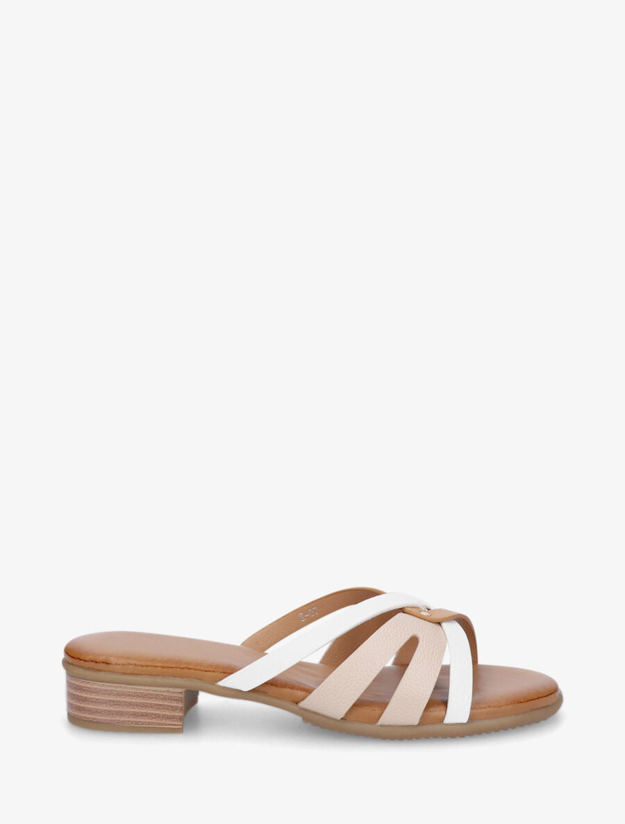 Mules plates torsadées en simili - Beige - 5