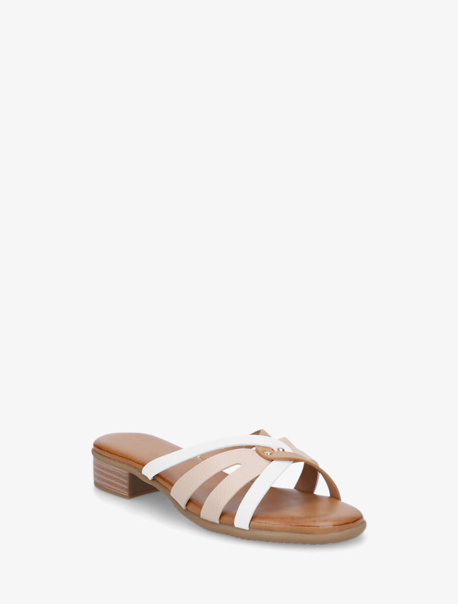 Mules plates torsadées en simili - Beige - 2
