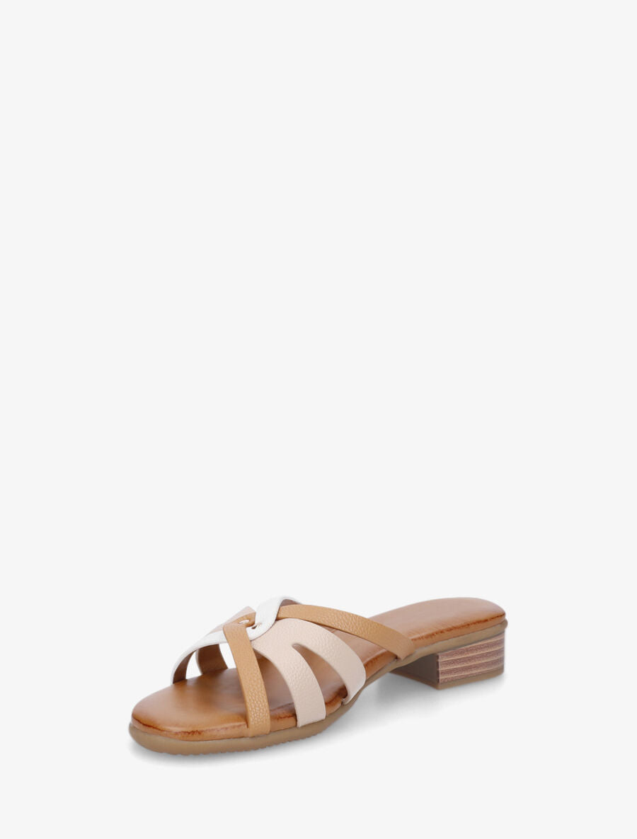 Mules plates torsadées en simili - Beige - 3