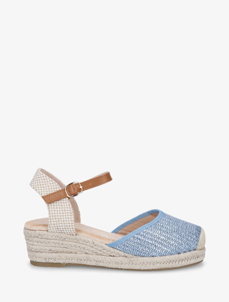 Espadrilles mi-hautes en raphia - Bleu - 1