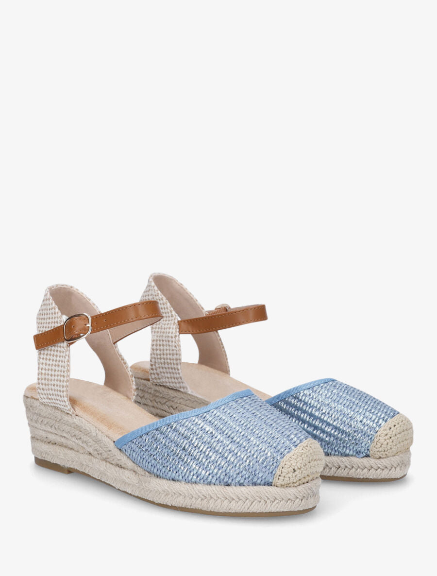 Espadrilles mi-hautes en raphia - Bleu - 4