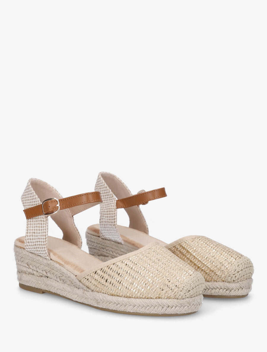 Espadrilles mi-hautes en raphia - Or - 4