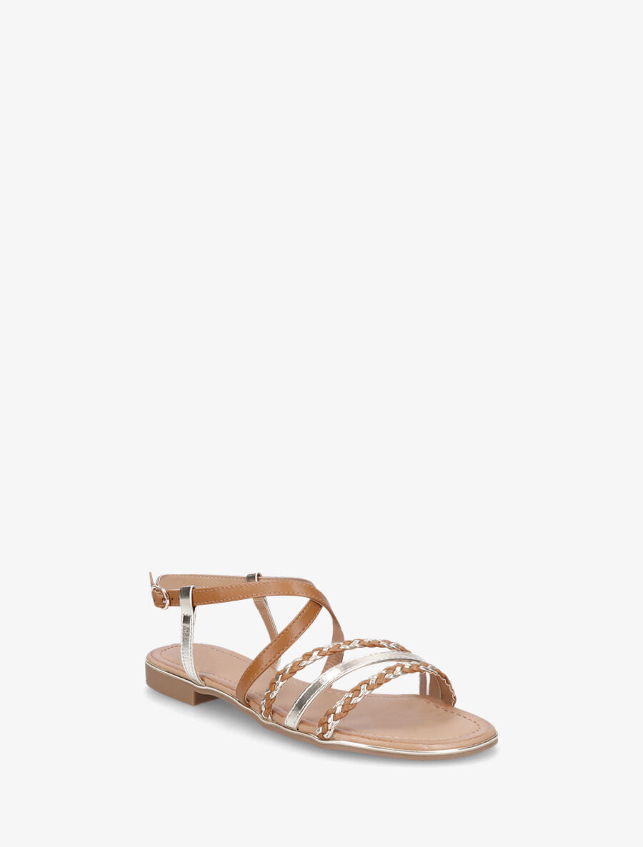 Nu-pieds multibrides tressées - Camel - 2