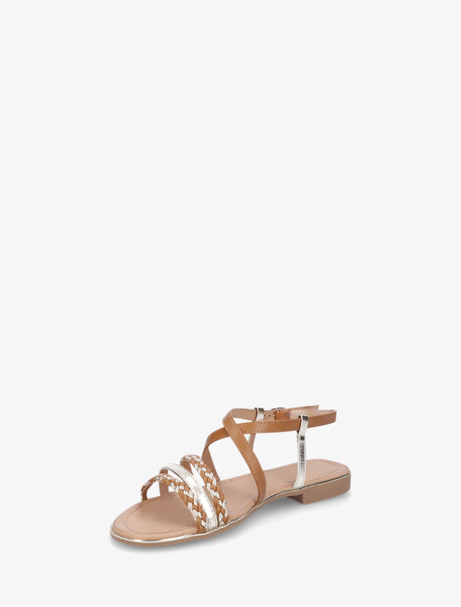 Nu-pieds multibrides tressées - Camel - 3