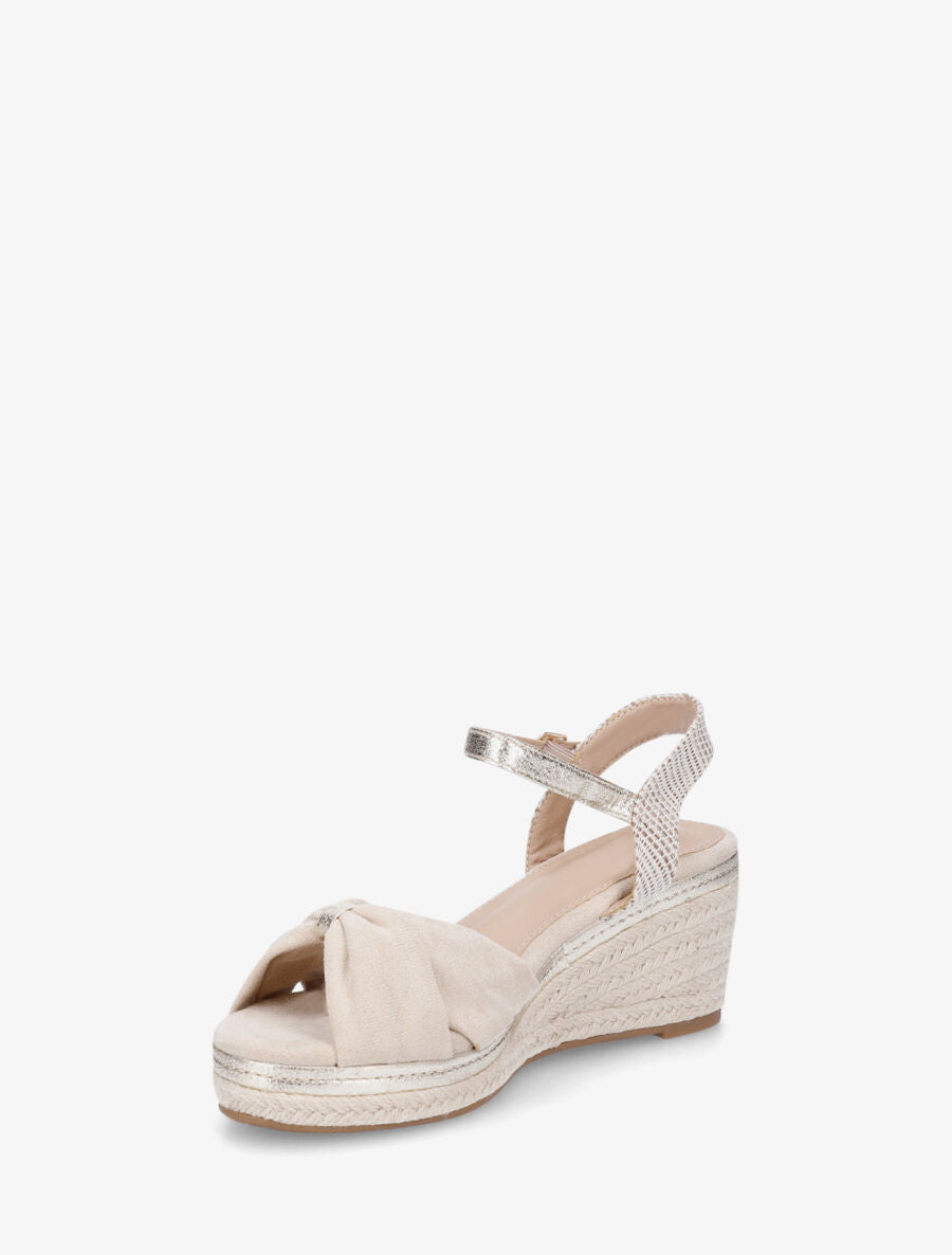 Sandales compensées en suédine style espadrille - Beige - 3