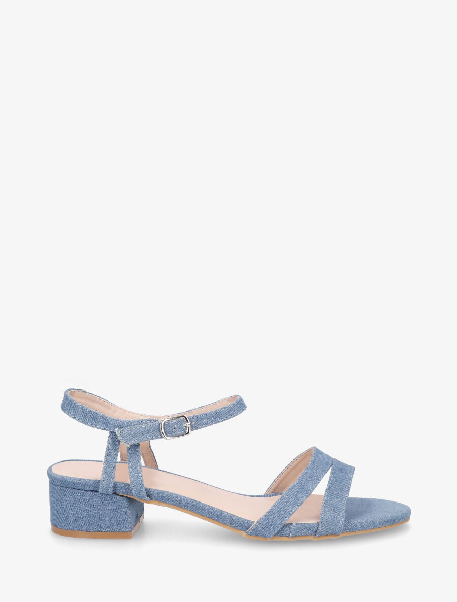 Sandales plates à double bride - Bleu denim - 5