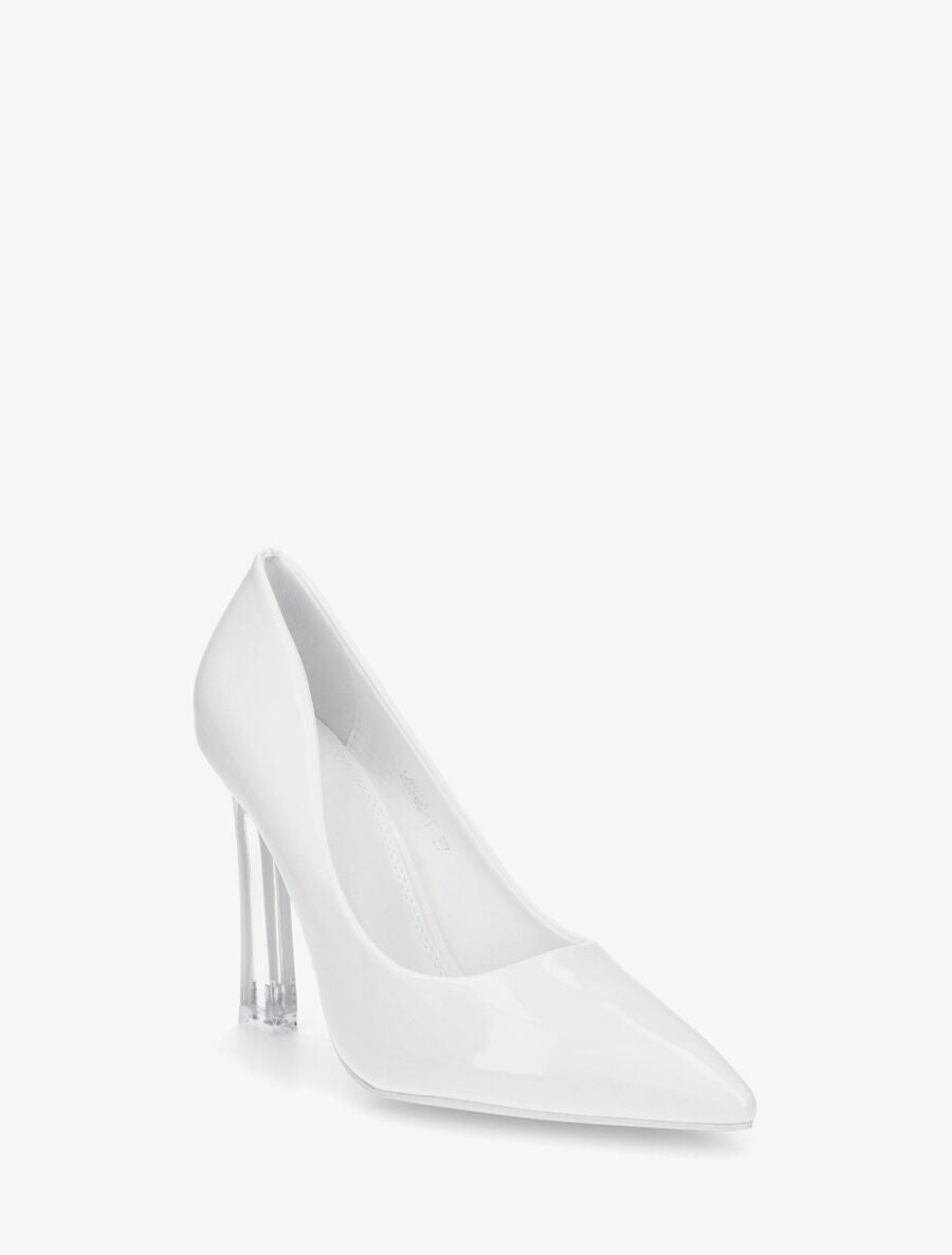 Escarpins pointus à talon aiguille en plexiglass - Blanc - 2
