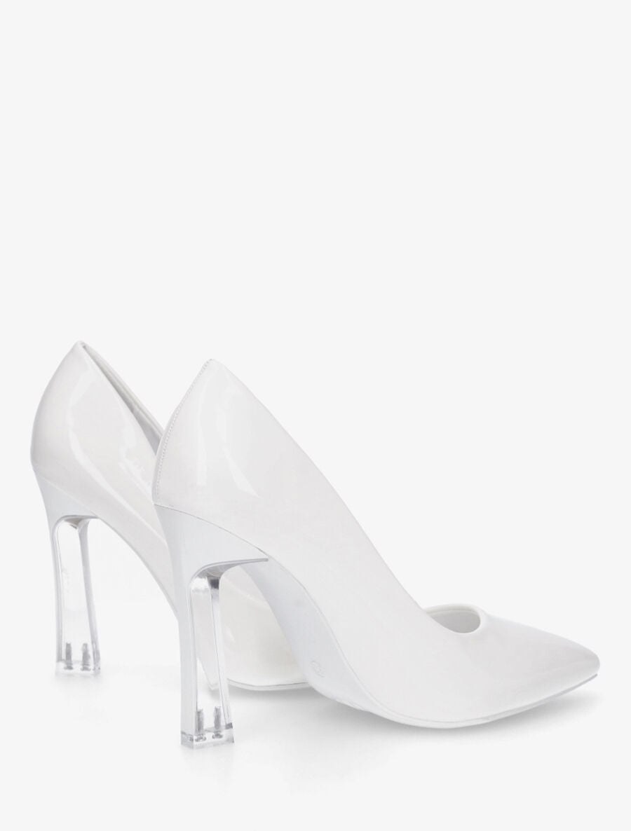 Escarpins pointus à talon aiguille en plexiglass - Blanc - 4
