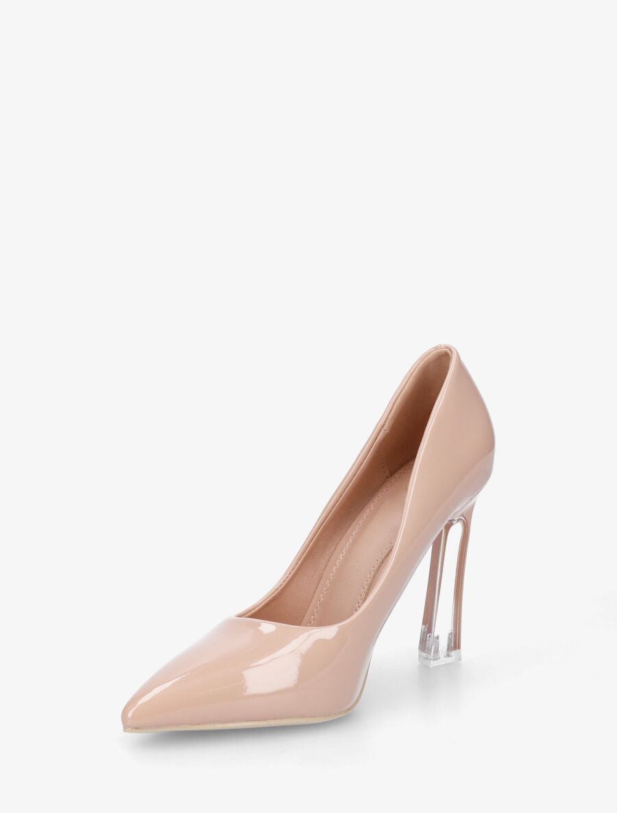 Escarpins pointus à talon aiguille en plexiglass - Nude - 3