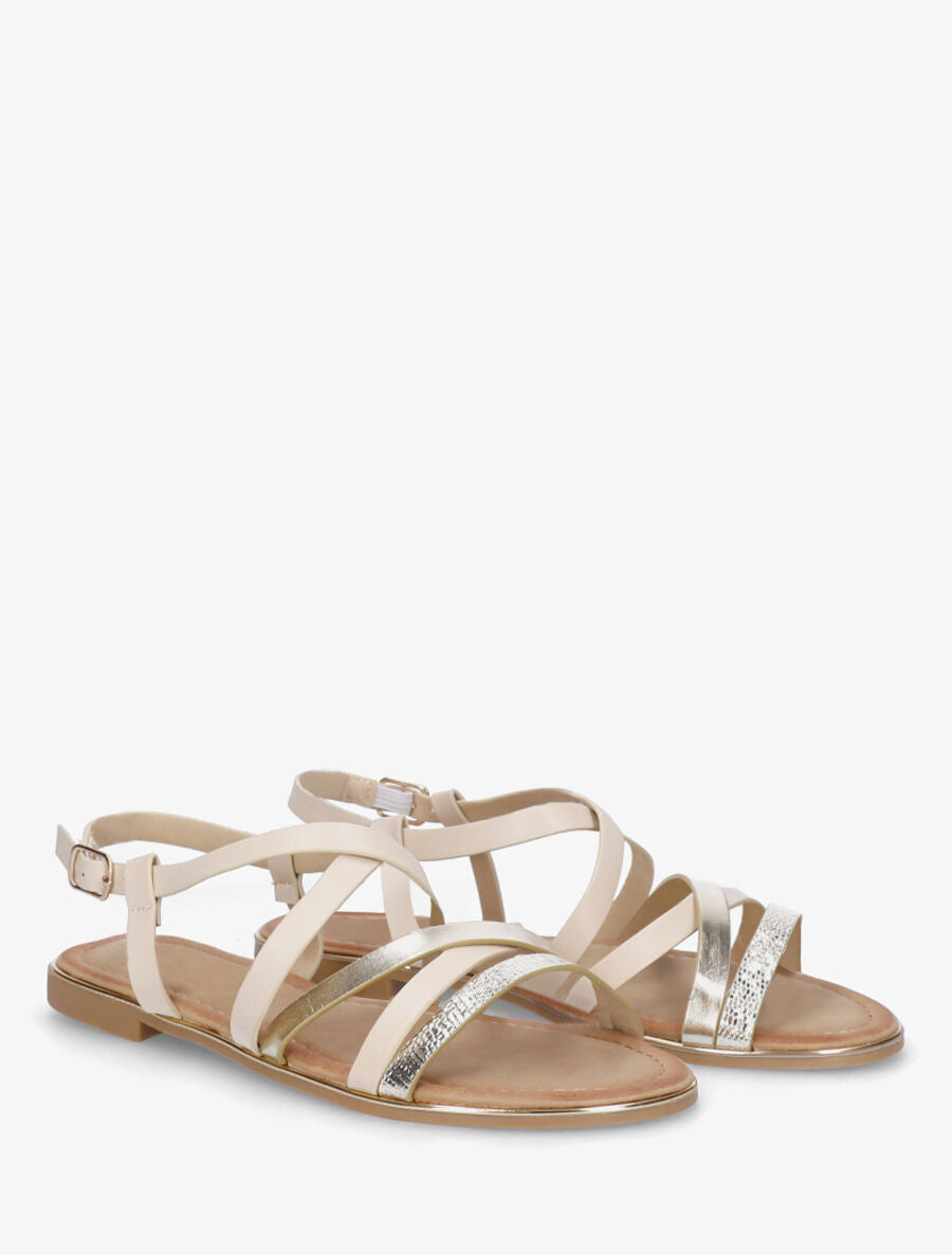 Nu-pieds à brides fantaisies croisées - Beige - 4