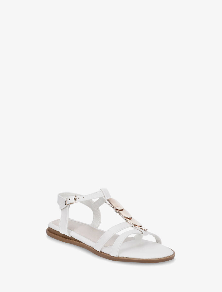 Nu-pieds en simili à bride bijoux - Blanc - 2