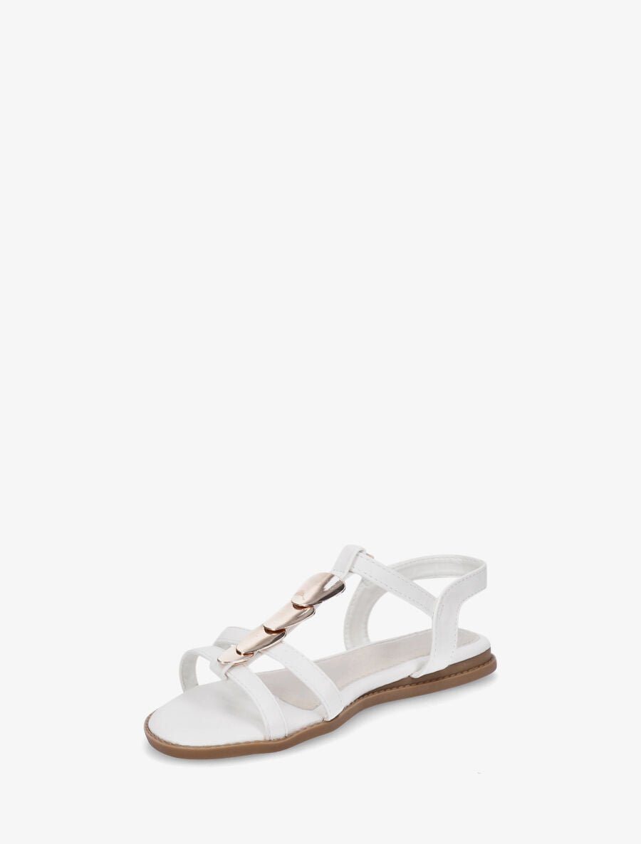 Nu-pieds en simili à bride bijoux - Blanc - 3