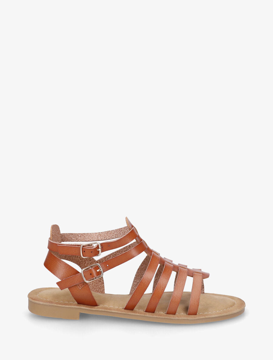 Nu-pieds à double boucles style spartiates - Camel - 5