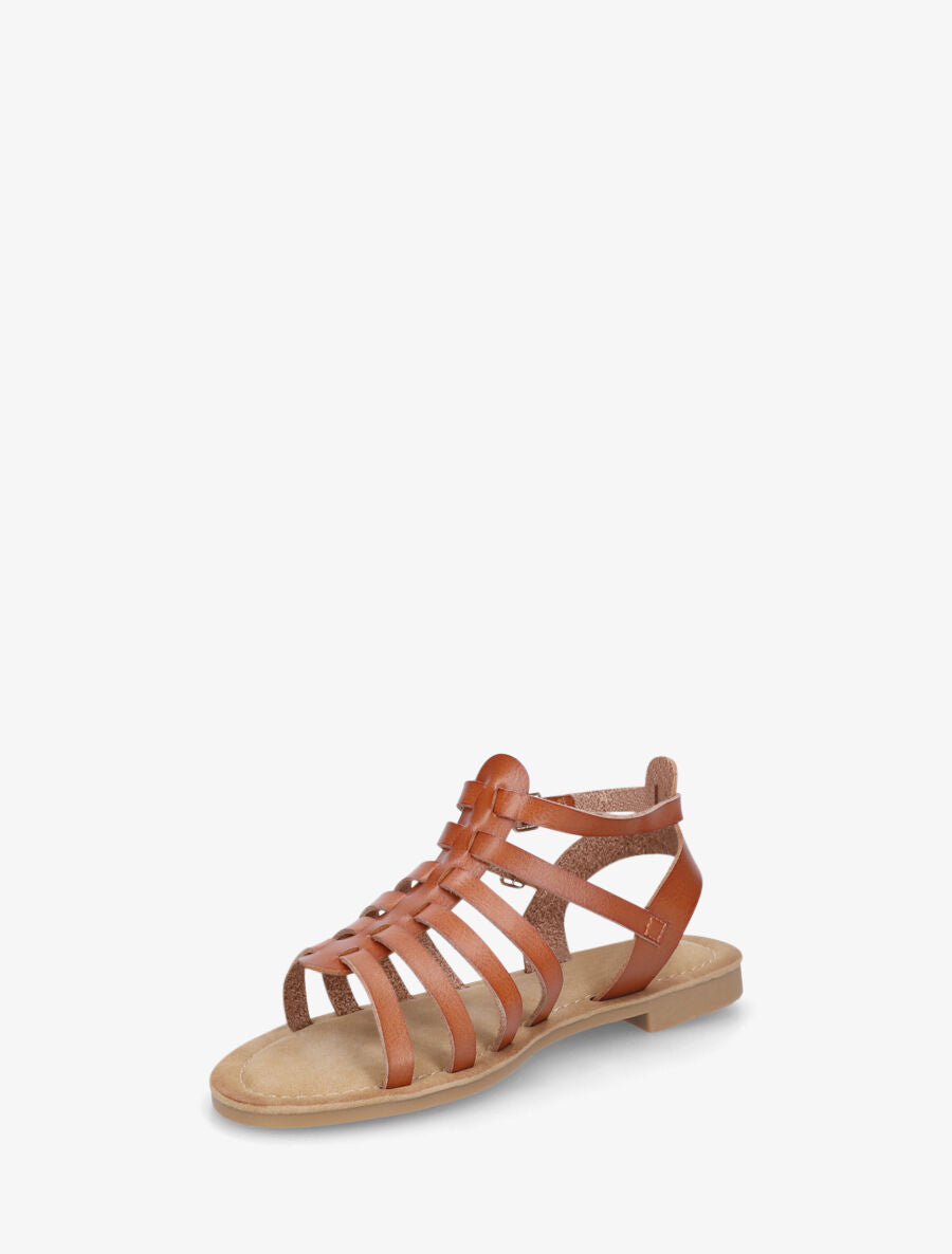 Nu-pieds à double boucles style spartiates - Camel - 3