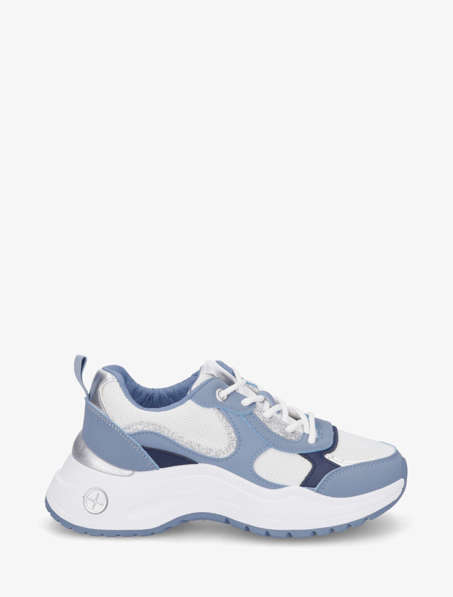 Baskets bimatière à contrefort nacré - Bleu - 1