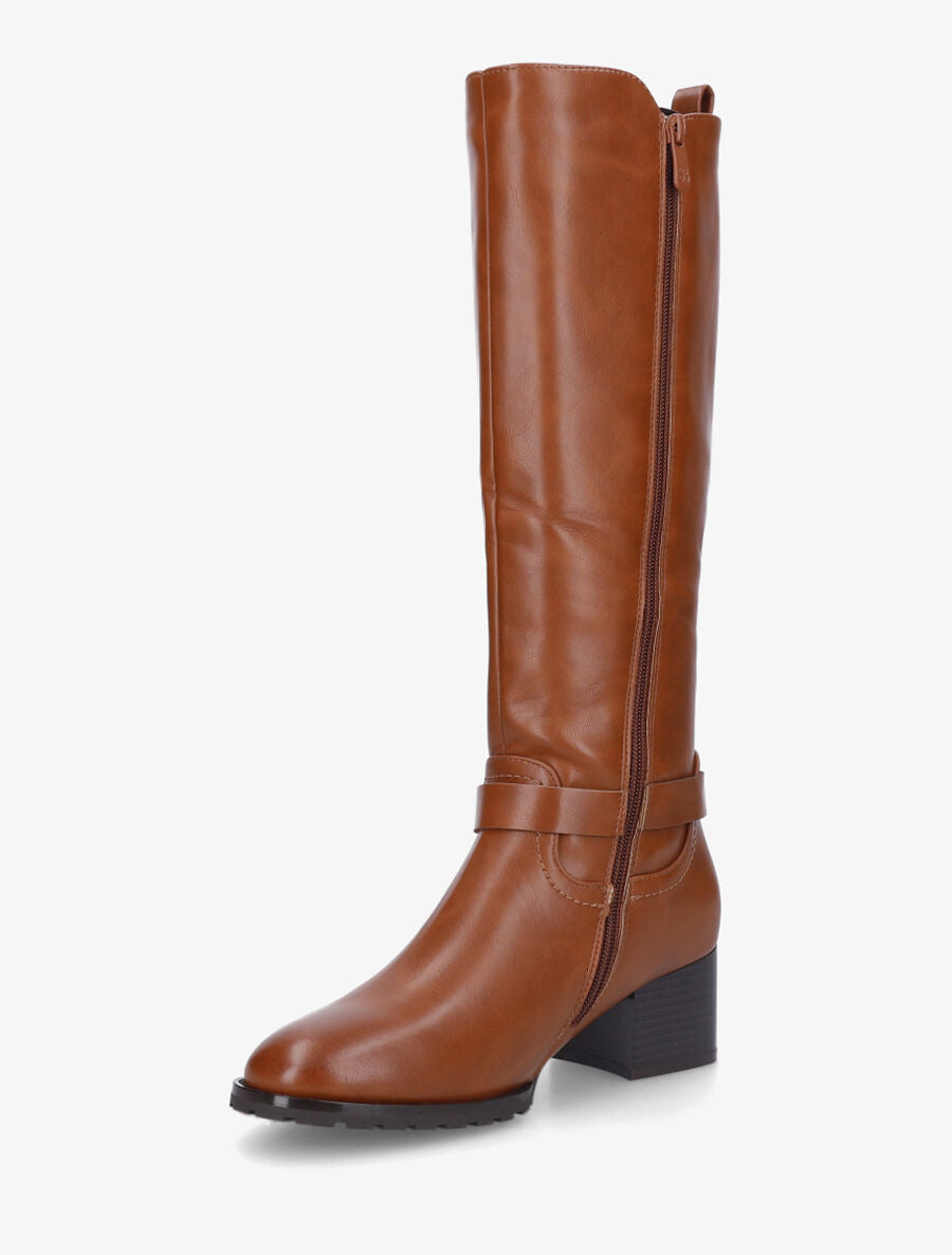 Bottes élastiquées en simili - Camel - 3