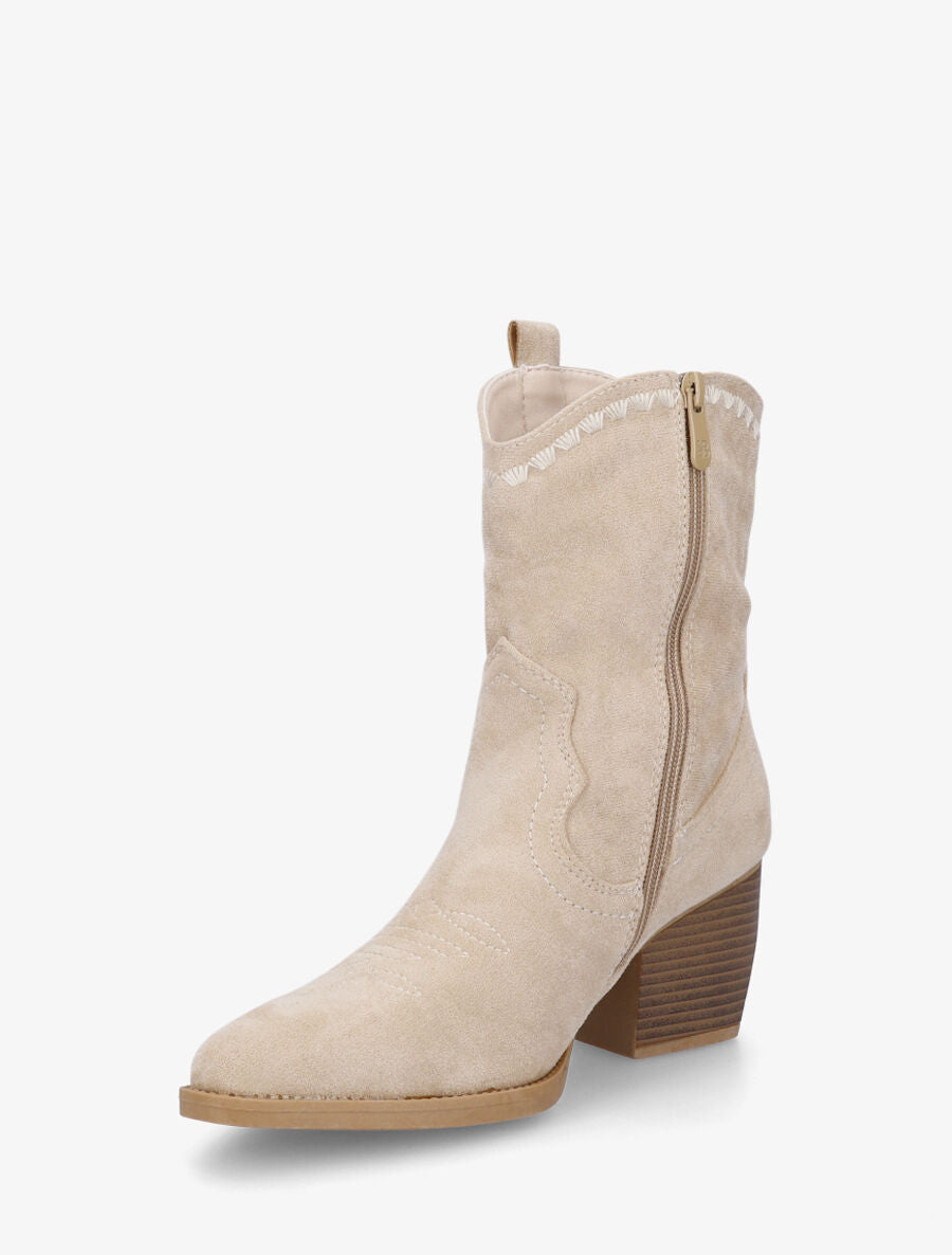 Bottines santiags à talon bottier - Beige - 3