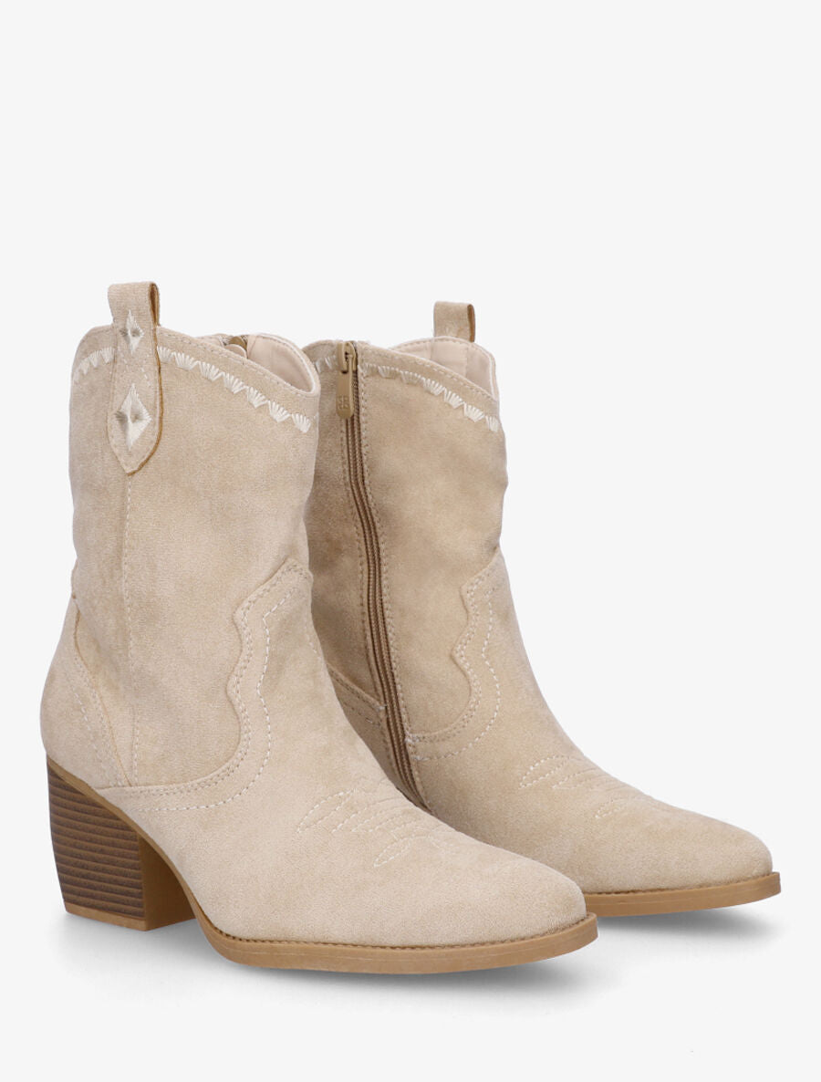 Bottines santiags à talon bottier - Beige - 4