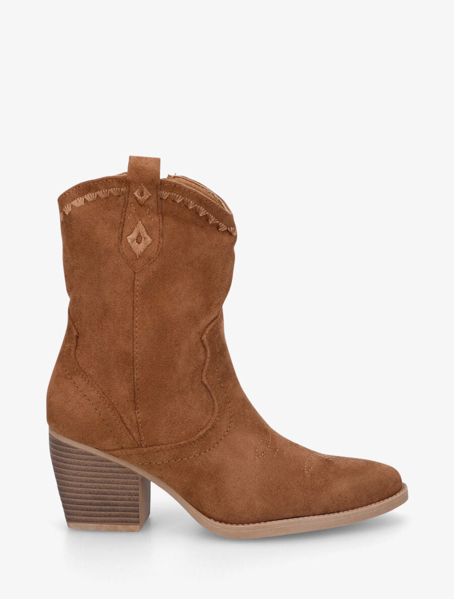 Bottines santiags à talon bottier - Camel - 1