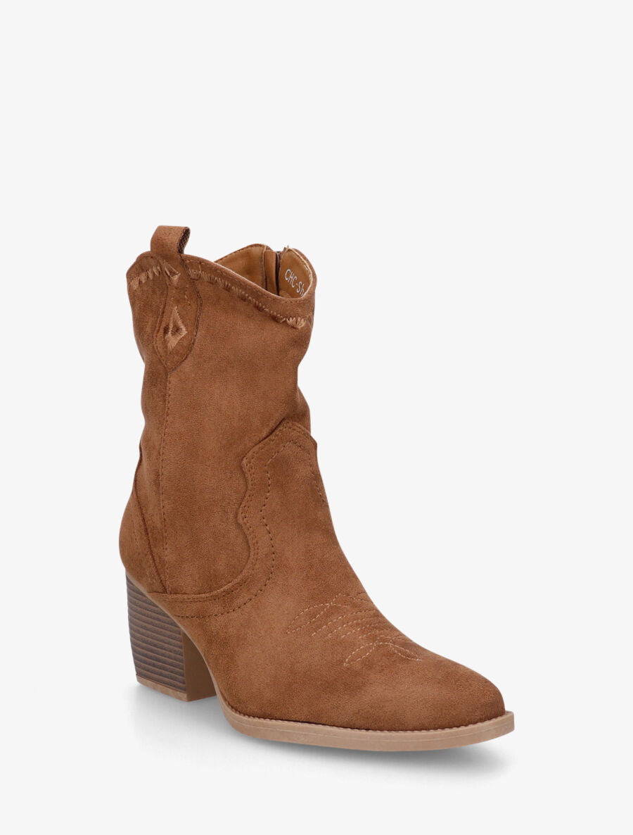 Bottines santiags à talon bottier - Camel - 2