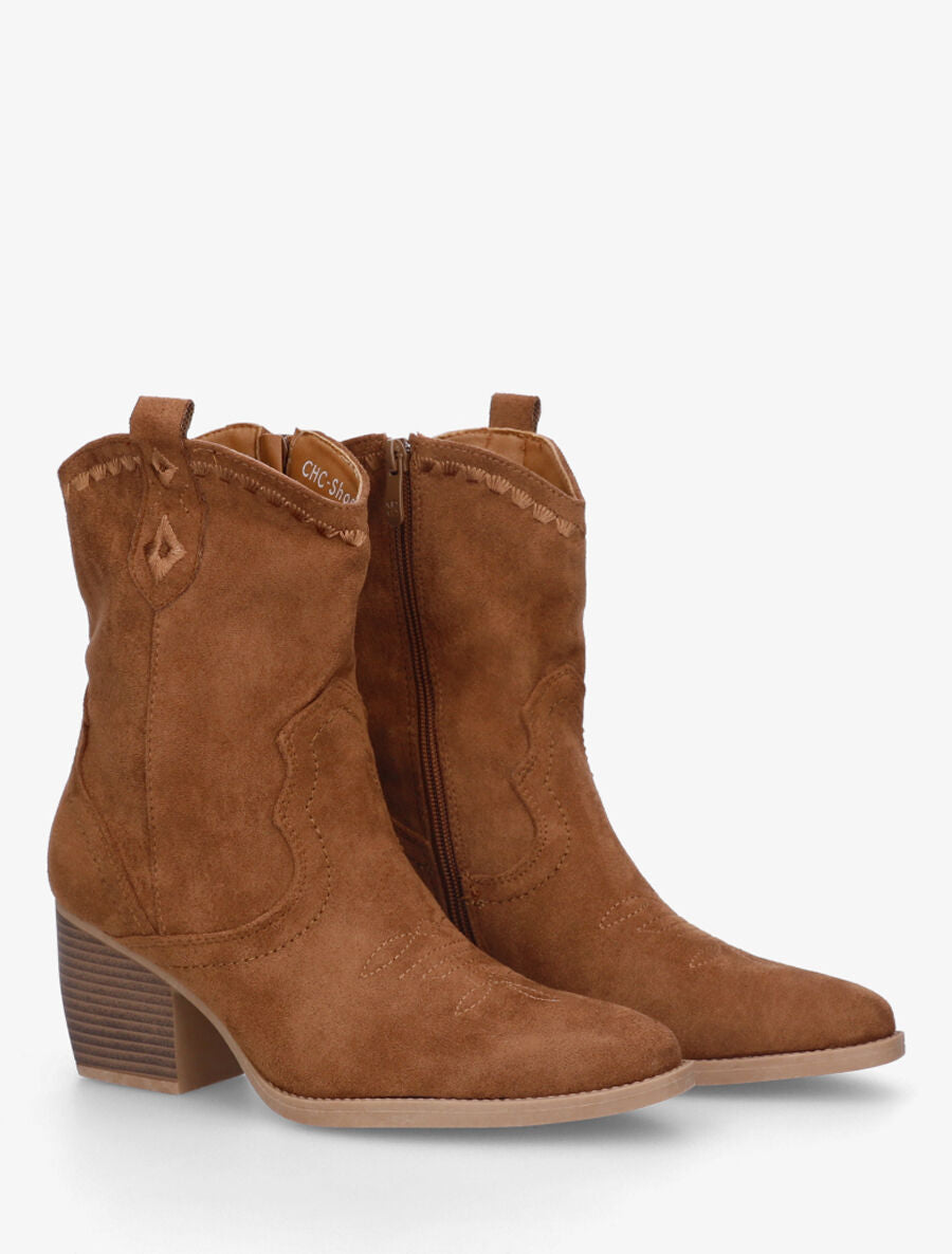 Bottines santiags à talon bottier - Camel - 4