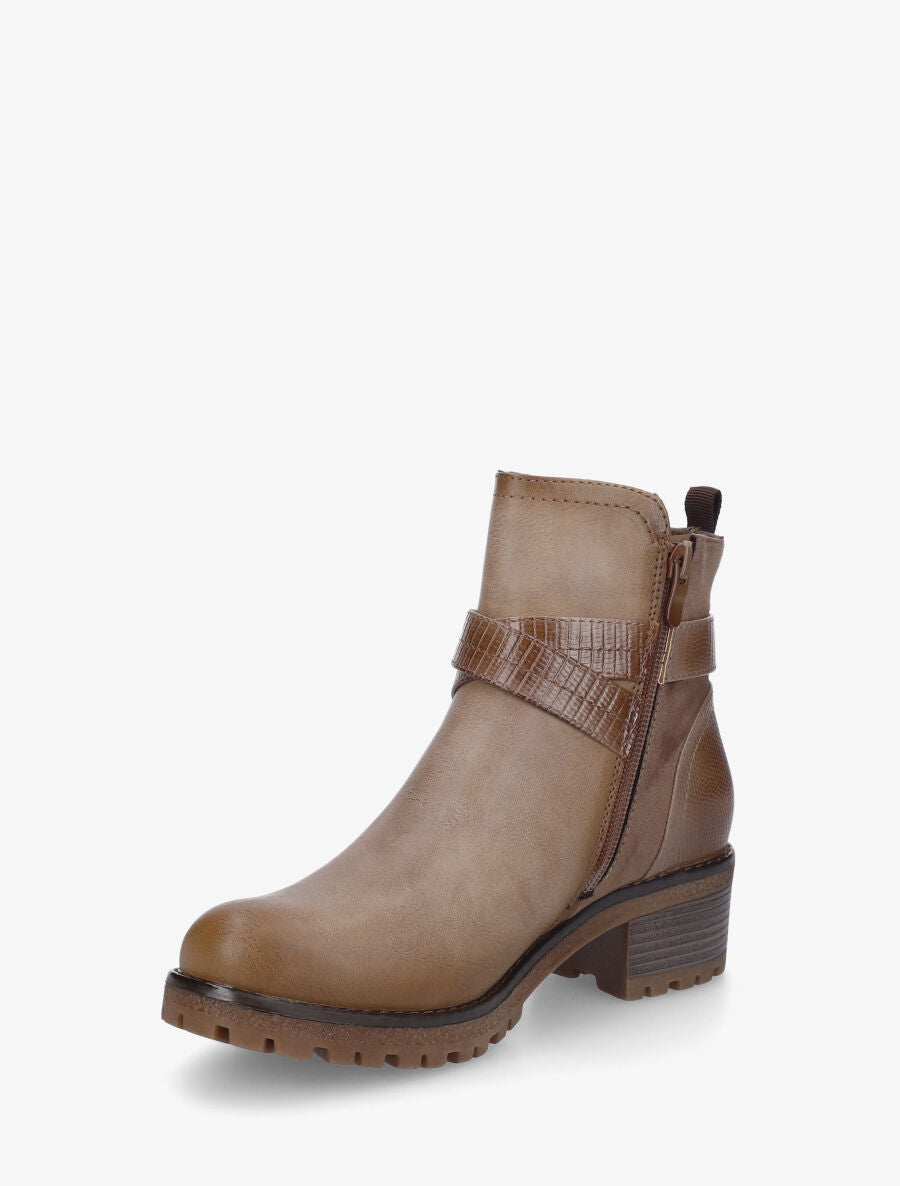 Bottines bimatière à ceinturons - Taupe - 3