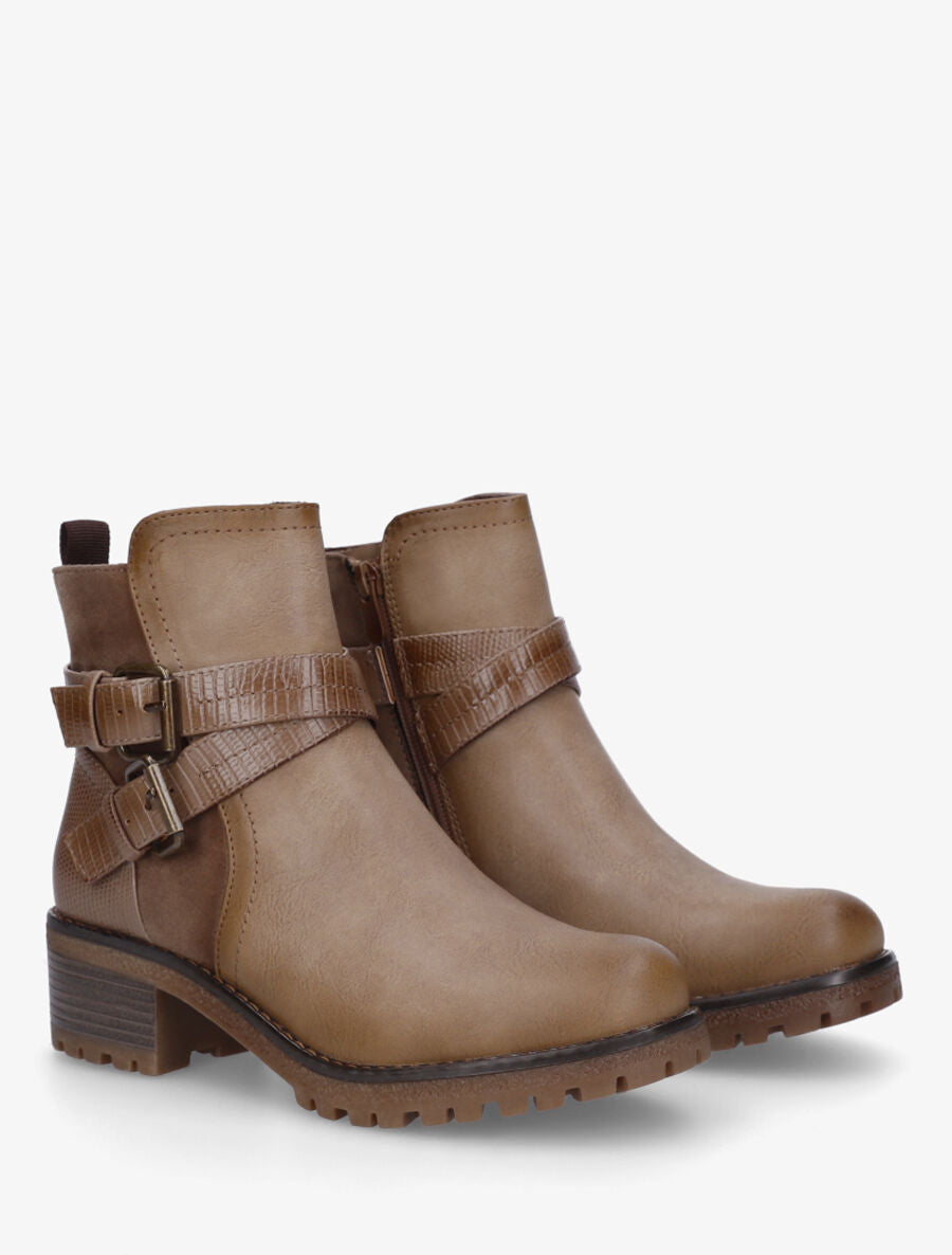 Bottines bimatière à ceinturons - Taupe - 4