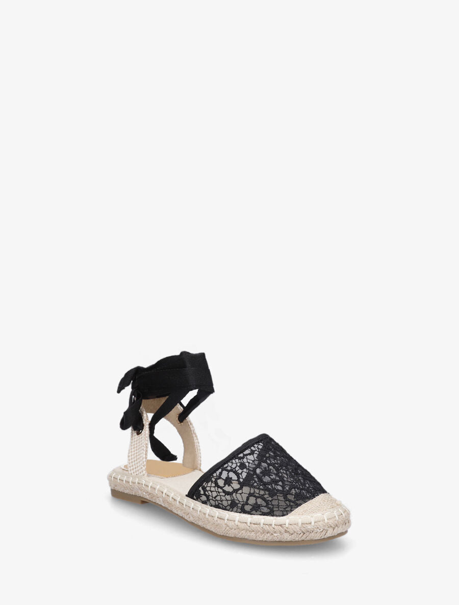 Espadrilles avec liens à nouer - Noir - 2