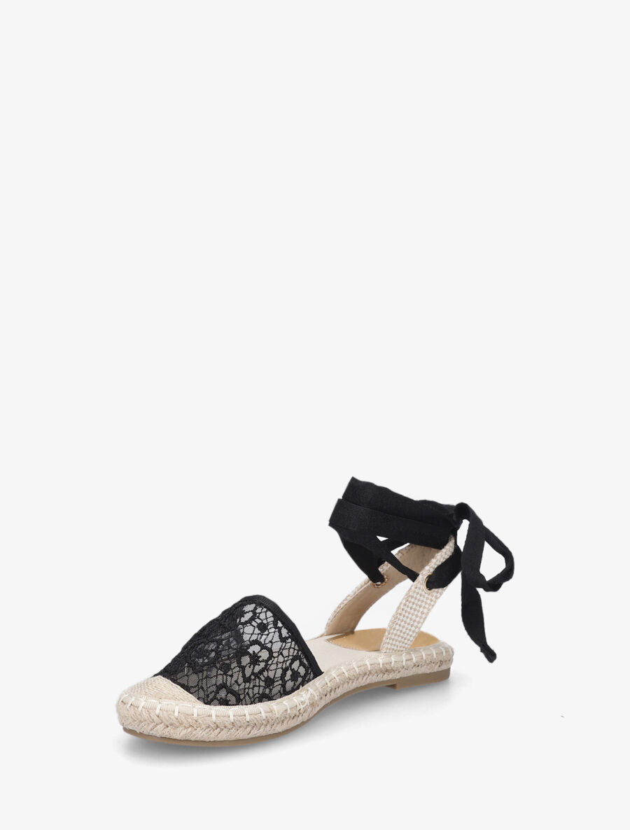 Espadrilles avec liens à nouer - Noir - 3