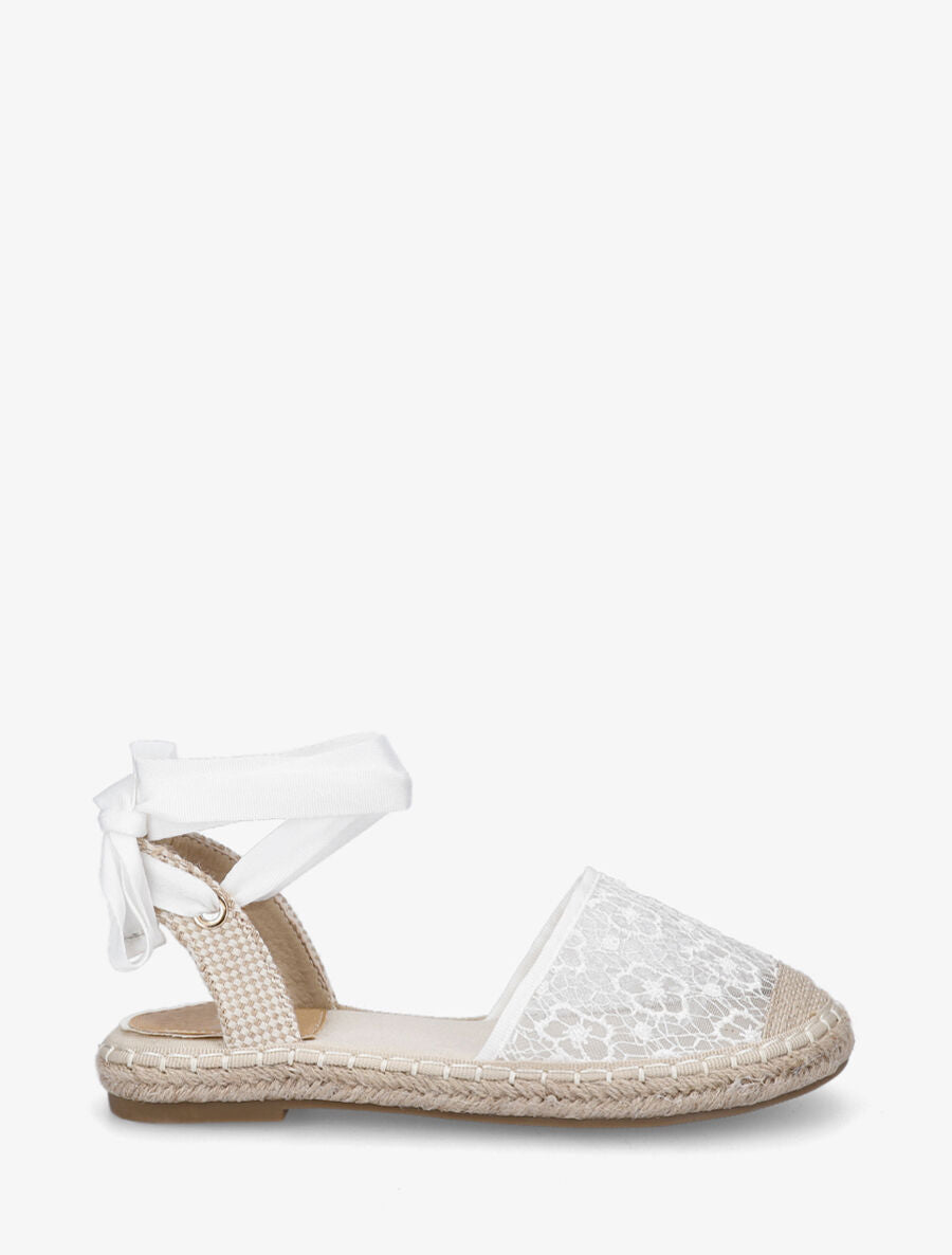 Espadrilles avec liens à nouer - Blanc - 1