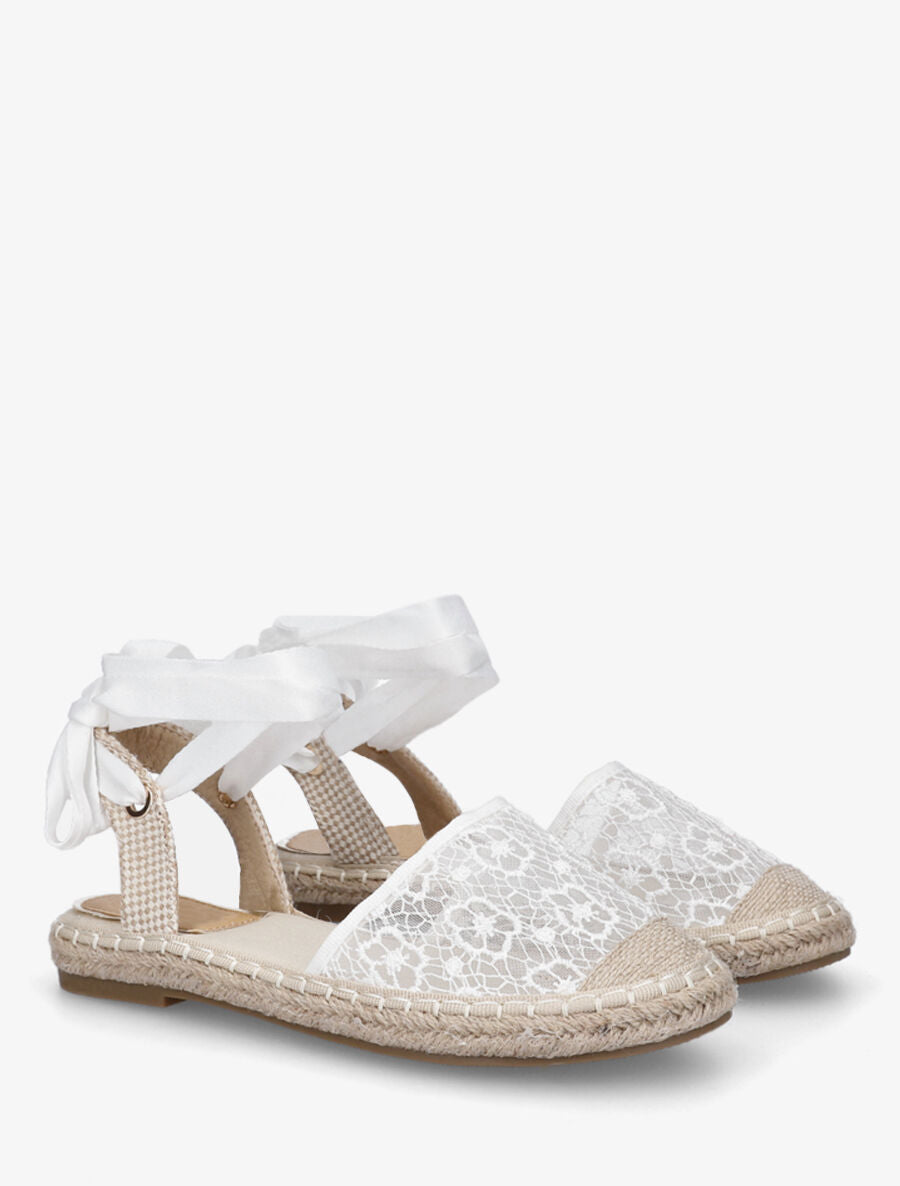 Espadrilles avec liens à nouer - Blanc - 4
