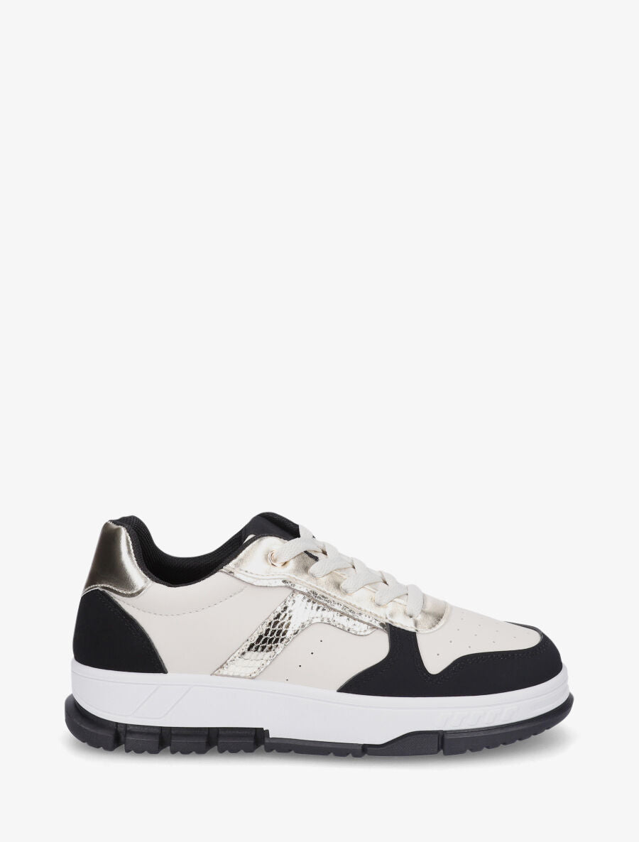 Sneakers en simili à bandes irisées - Noir - 1