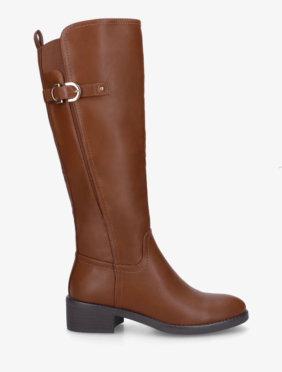 Bottes unies élastiquées à talon - Camel - 5