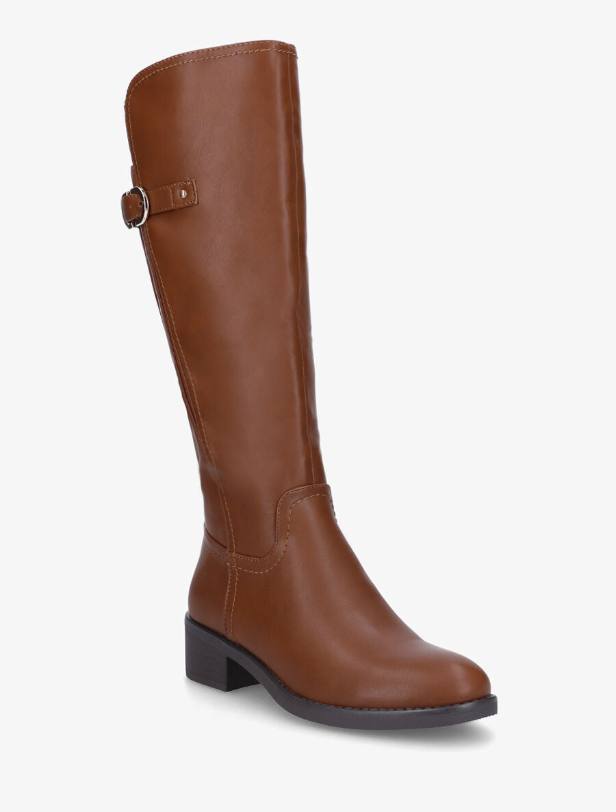Bottes unies élastiquées à talon - Camel - 2