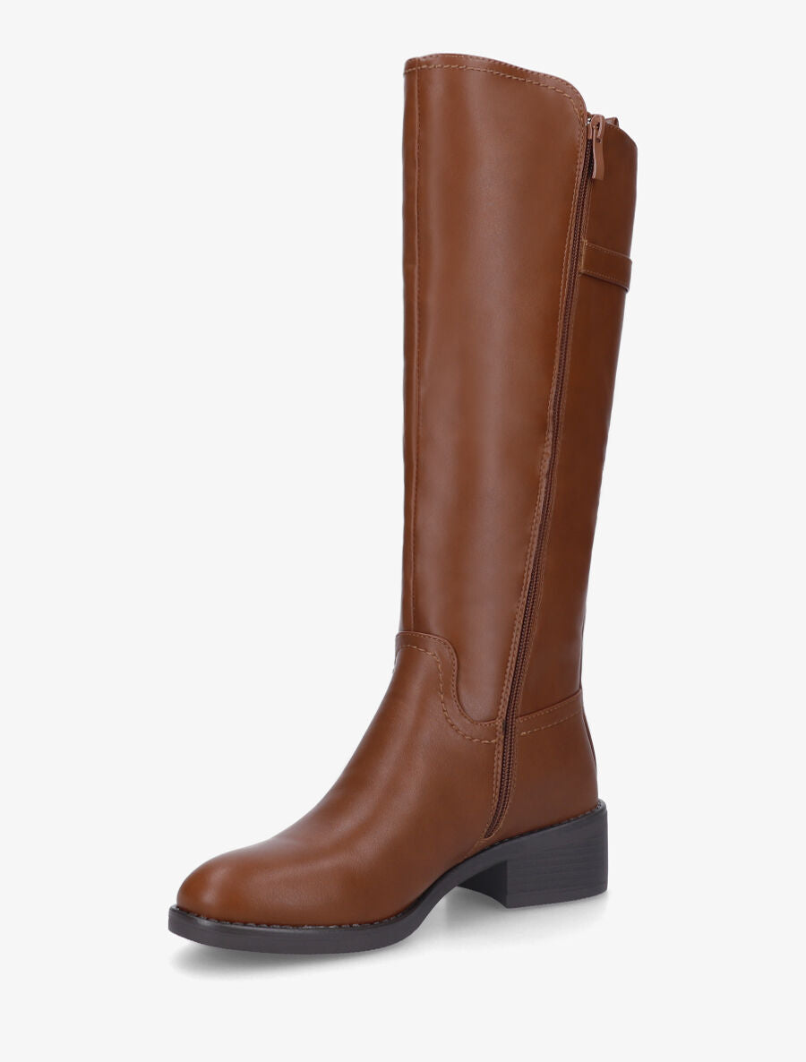 Bottes unies élastiquées à talon - Camel - 3