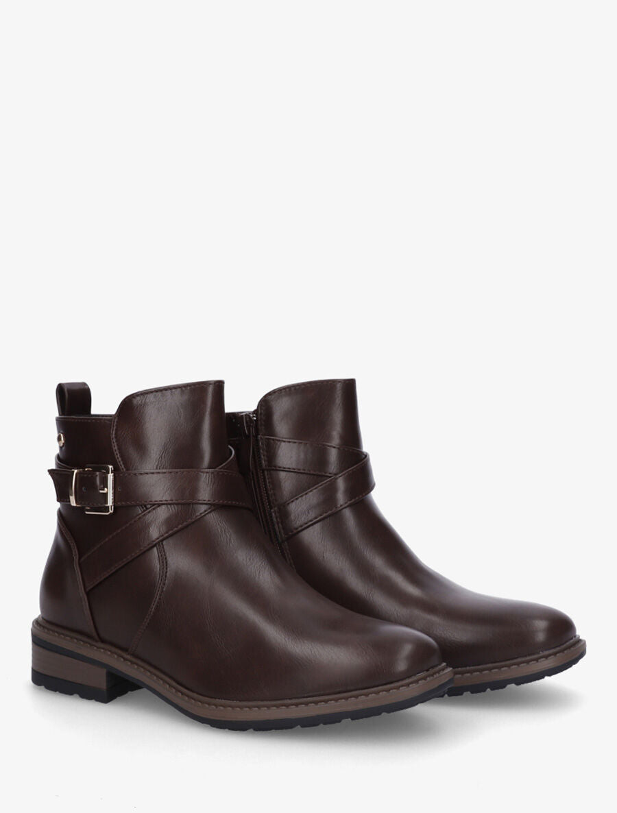 Bottines unies en simili - Marron - 4