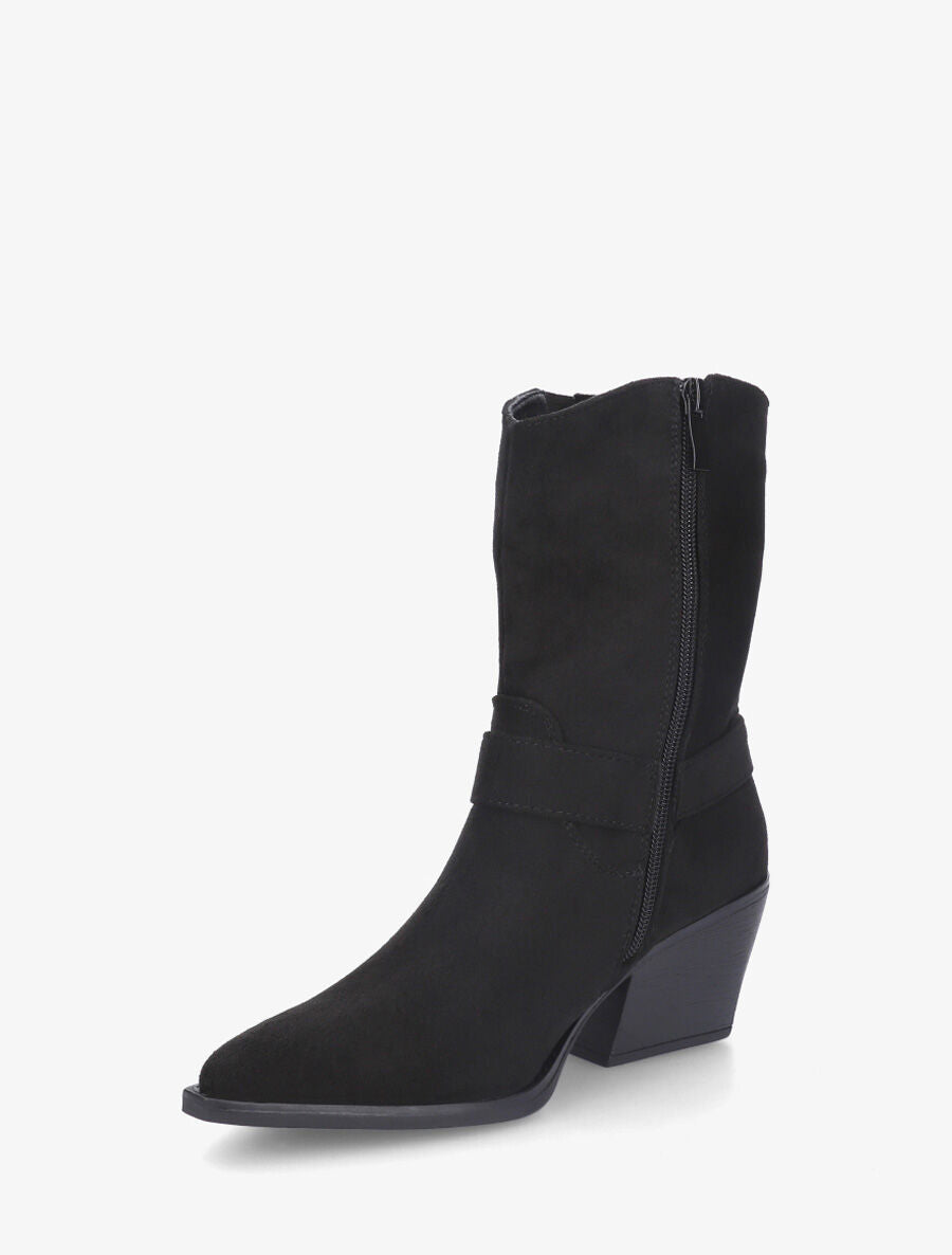Bottines en suédine style santiags - Noir - 3