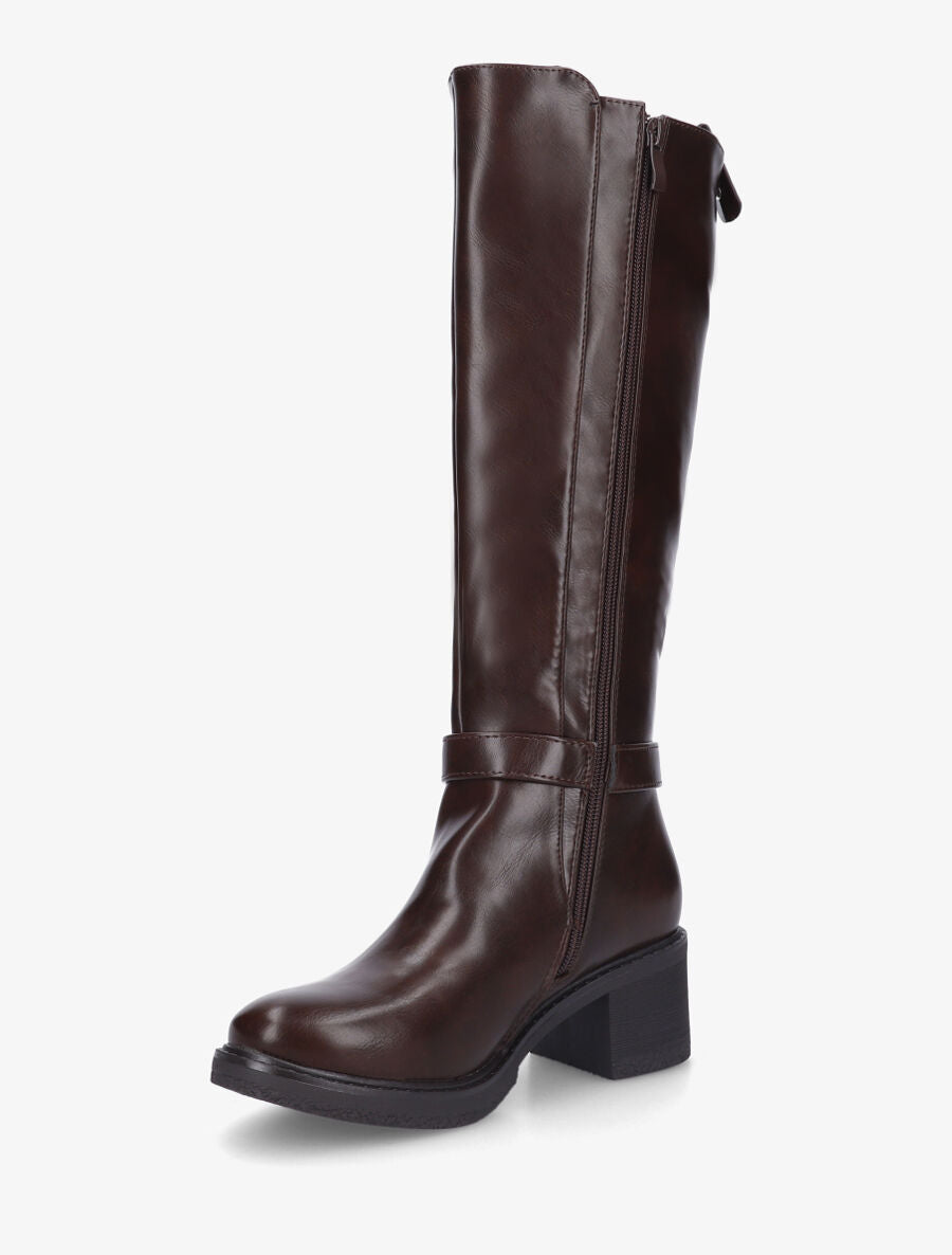 Bottes élastiquées à talon striés - Marron - 3